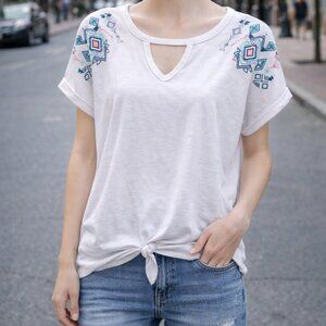 a.n.a Embroidered White Tee
